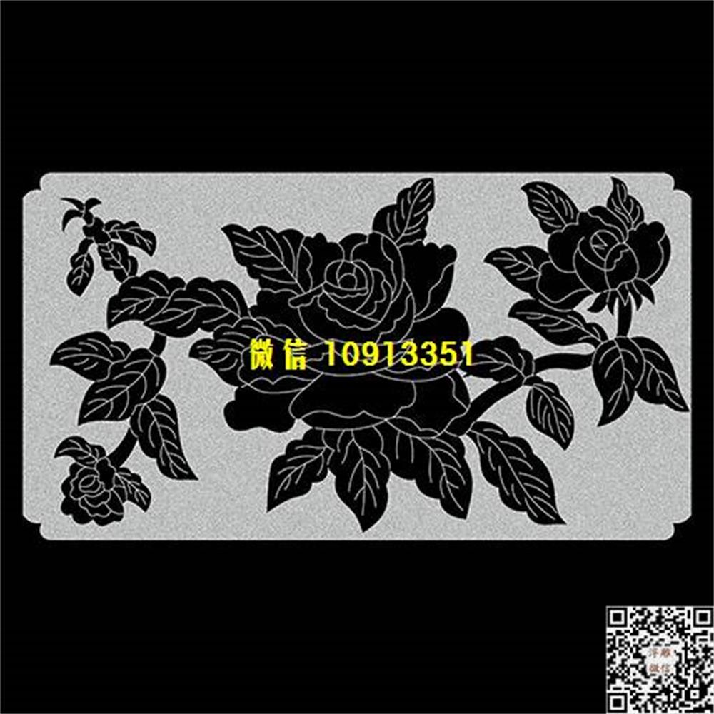 精雕图215牡丹花栏板精雕图线雕图线条图单线铣底图_电脑雕刻plt文泰矢量图精雕图浮雕图